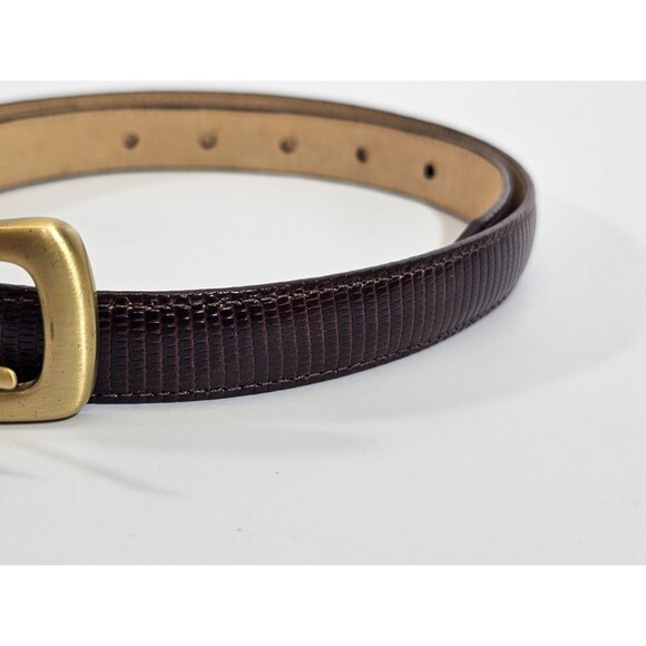 LM Women's M L 32 Brighton Classics Embossed Leather Belt Brown 3/4"W x38"L - Picture 4 of 9